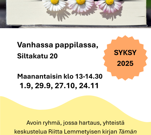 Kuvassa kirjan välissä kolme kukkaa