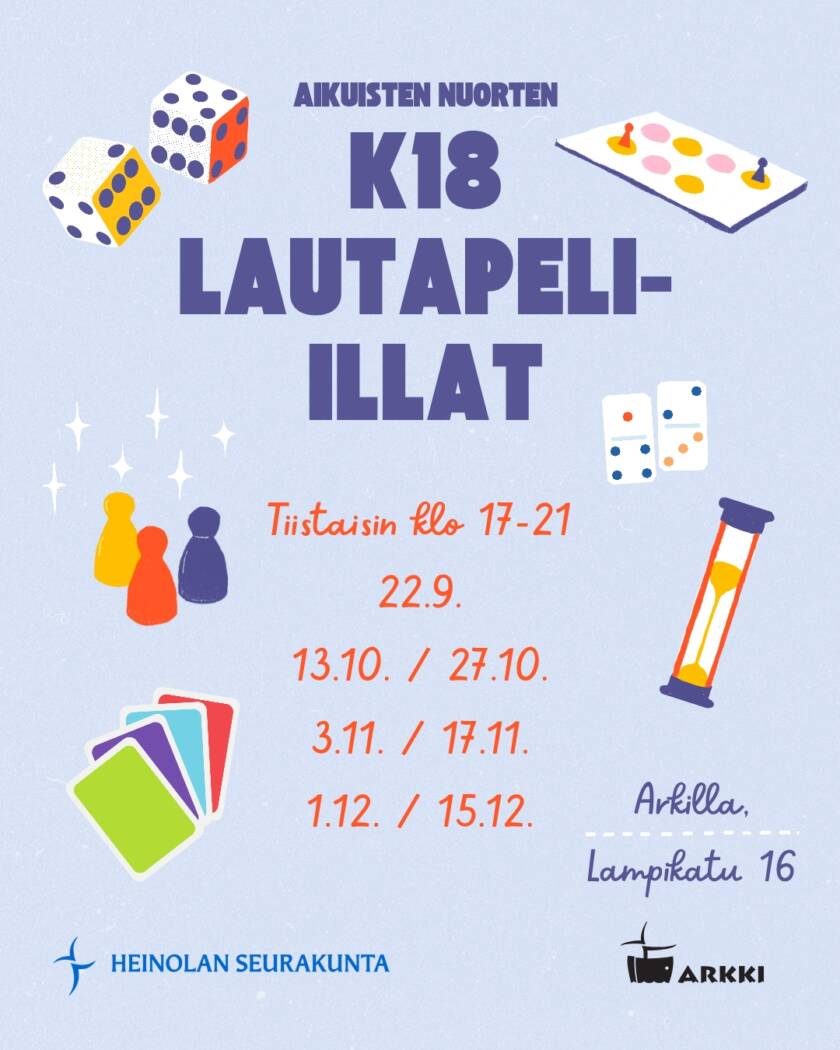 K18 lautapeli-illat tiistaisin Arkilla
